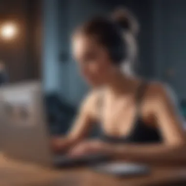 A dancer reviewing audition material on a laptop