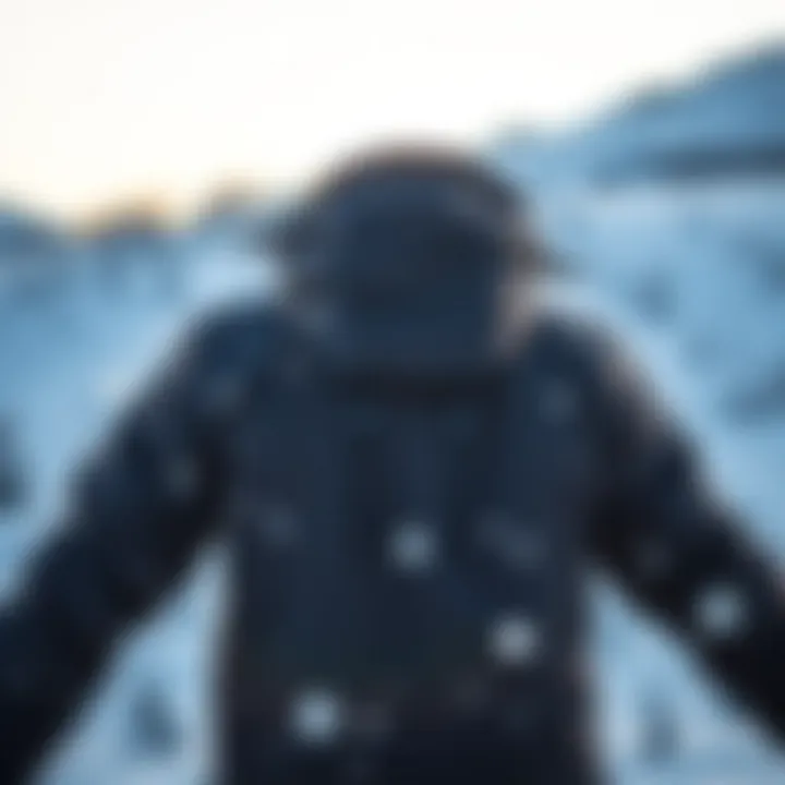 Outdoor Performance of Snowboarding Jackets A snowboarding jacket in a snowy landscape emphasizing outdoor performance