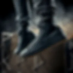 Dynamic action shot of all black high tops in extreme sports