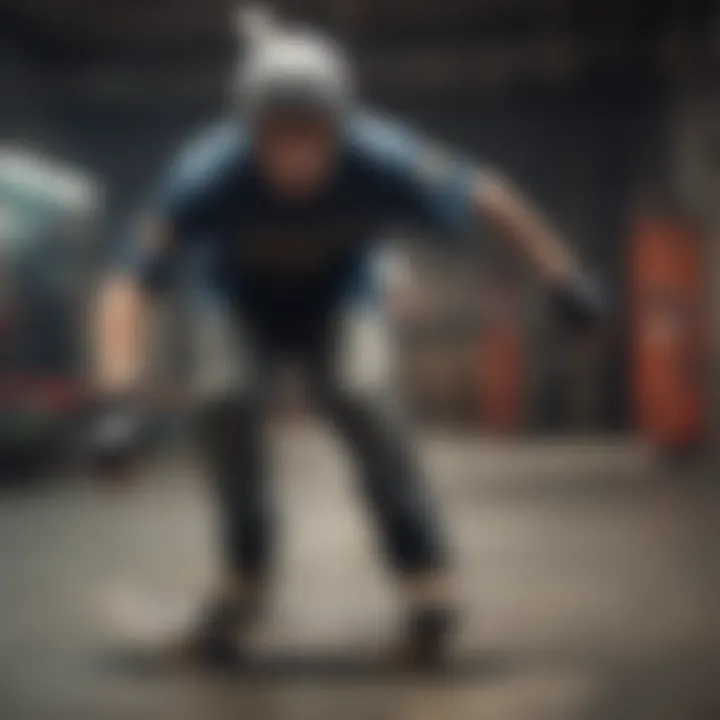 A skateboarder demonstrating safety gear while riding