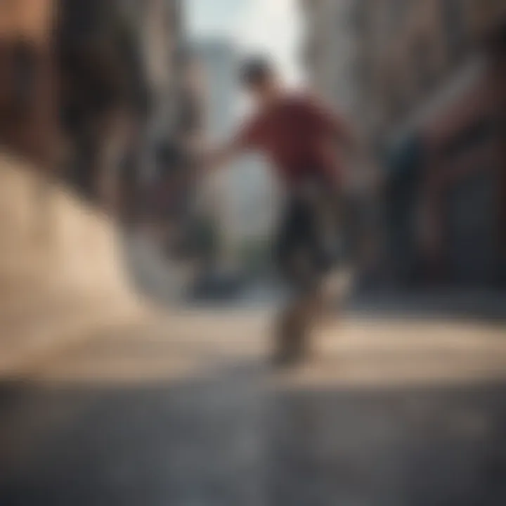 Group of skateboarders practicing tricks in an urban environment