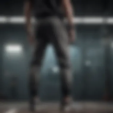 Performance Features in Action Athlete demonstrating performance features of track pants during intense activity