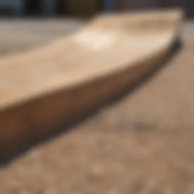 Close-up of materials used for building BMX ramps, including wood and metal