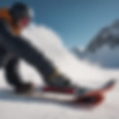 Snowboarder adjusting bindings on the slope for optimal performance