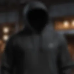 Stylish black hoodie displayed on a minimalist background