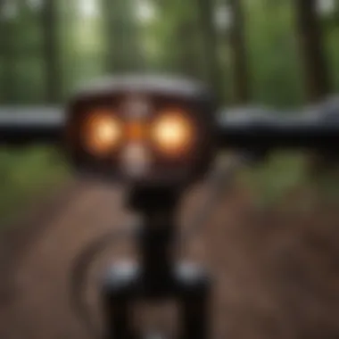 Close-up of various mountain bike lights showcasing features