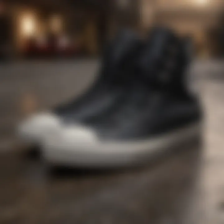 A collection of black Converse high tops in various environments highlighting their versatility