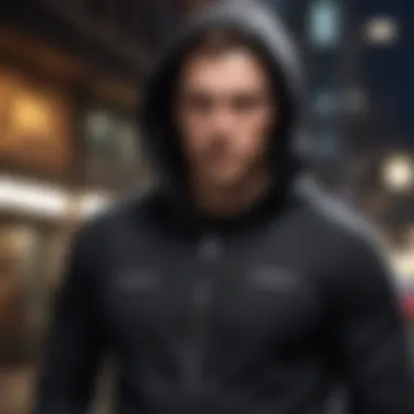 Athlete in Action: The Versatility of the Black Zip-Up Hoodie Dynamic athlete showcasing the flexibility of a black zip-up hoodie in motion