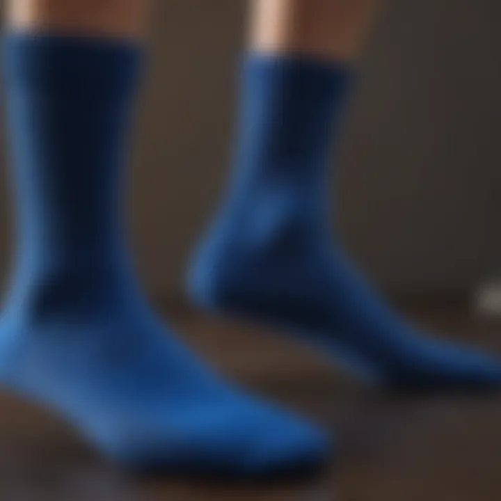 Comparison of materials used in blue crew socks