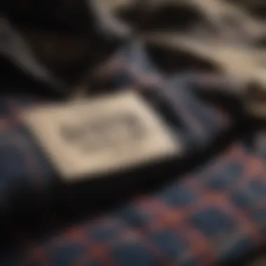 Eco-friendly tags on Brixton flannel shirts promoting sustainability