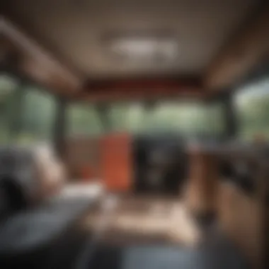 Efficient Interior Design in Camper Vans Interior layout of a custom camper van showcasing space optimization