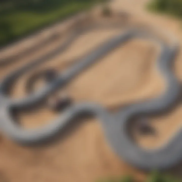 Aerial view of a pump track layout