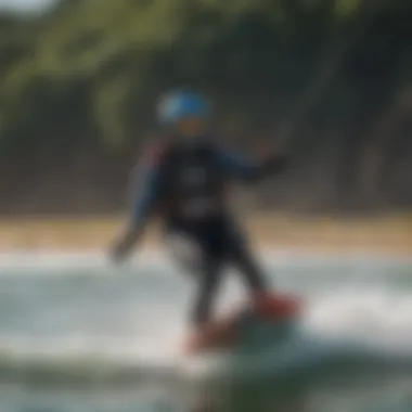 Kitesurfing with Cabrinha Switchblade Kitesurfer riding the Cabrinha Switchblade in ideal wind conditions with vibrant waves.