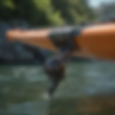 Close-up of kayak folding mechanism