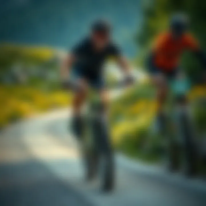 Exploring New Paths Beginner cyclist navigating a scenic route