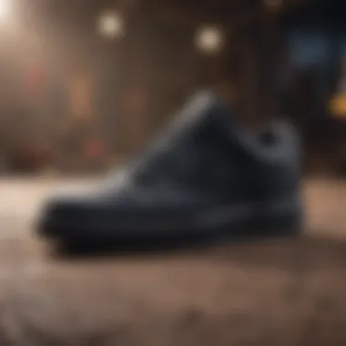 Black Nike Shoes in Extreme Sports Black Nike shoes worn in an extreme sports setting highlighting their performance.