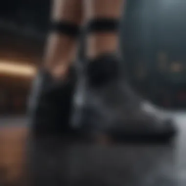 Innovative Technology in Black Nike Shoes Close-up view of innovative technology integrated into black Nike shoes.