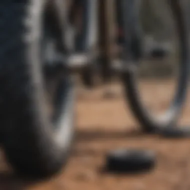 Checking Tire Pressure Mountain bike tires being checked for pressure