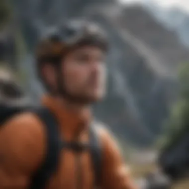 Mountain athlete engaged in mental preparation techniques