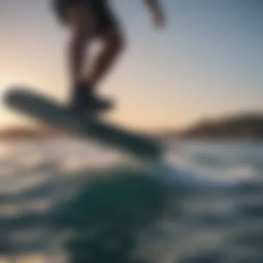 Efoil board gliding above water