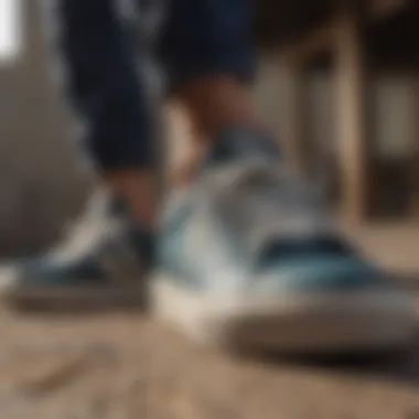 Close-up of fashionable sneakers paired with casual shorts, reflecting the latest in active style.