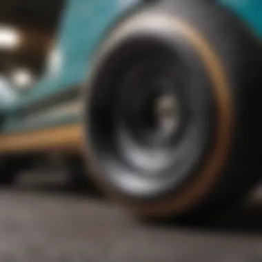 Close-up of a skateboard wheel highlighting its material and texture