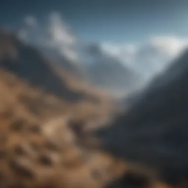 Panoramic view of the Himalayas from a cyclist's perspective