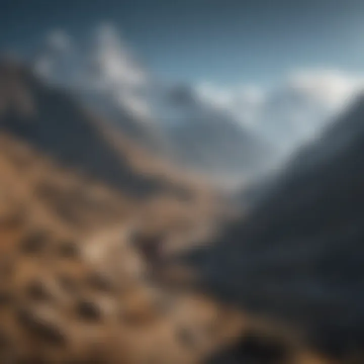 Panoramic view of the Himalayas from a cyclist's perspective