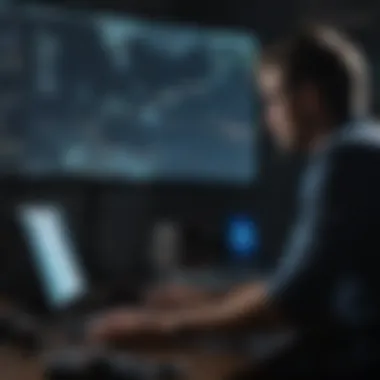 A researcher analyzing shark movement data on a computer screen