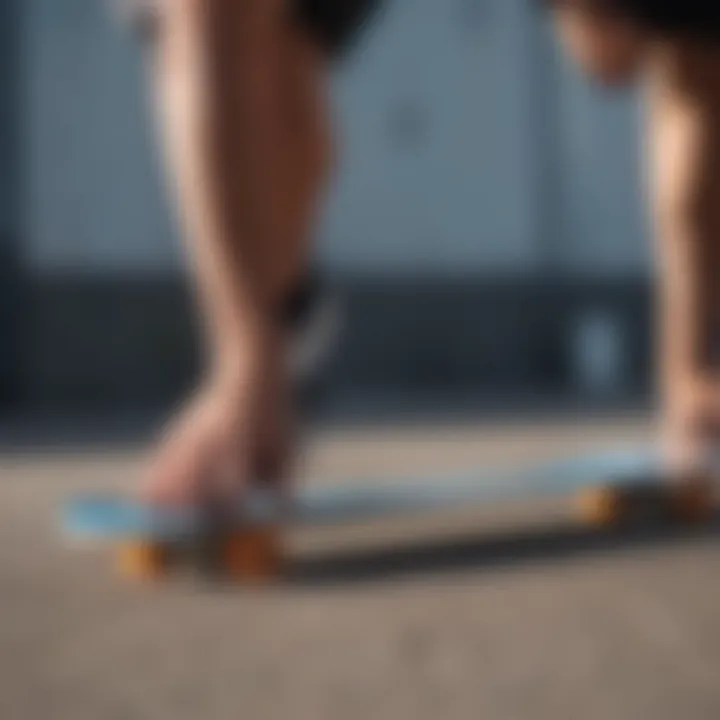 An athlete showcasing personalized grip tape on their skateboard, emphasizing performance and style