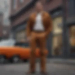Classic Dickies brown corduroy pants showcased in an urban setting