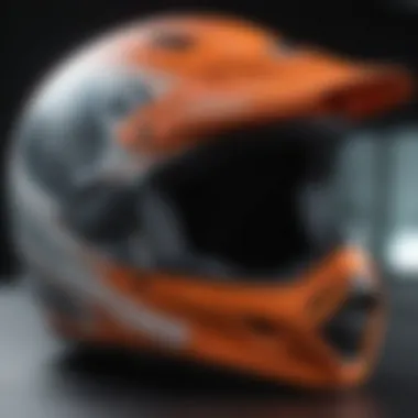 Close-up of a downhill certified helmet showcasing its design features