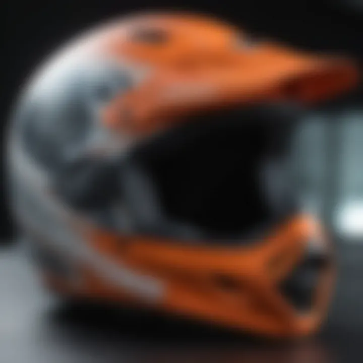 Close-up of a downhill certified helmet showcasing its design features