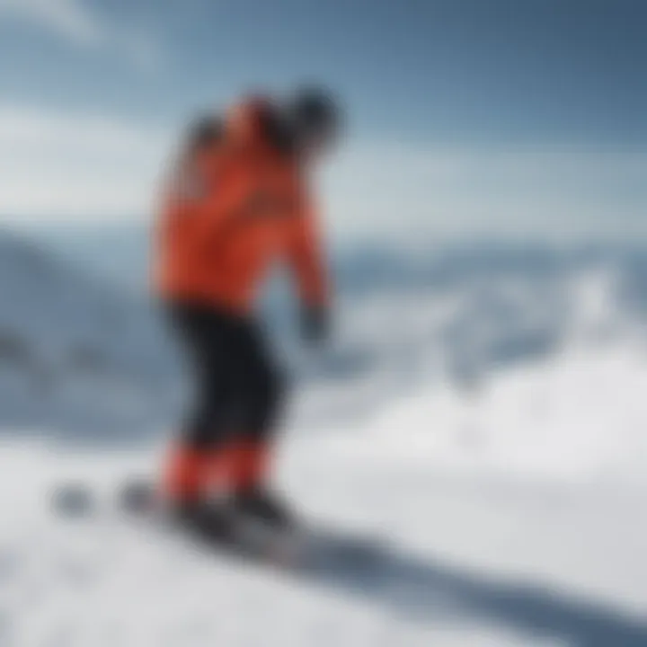 Snowboarder using Drake bindings on a snowy slope demonstrating performance