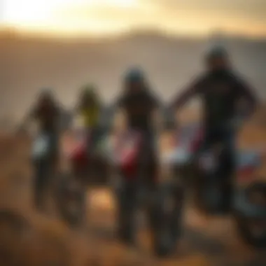 Group of riders enjoying electric motocross bicycles