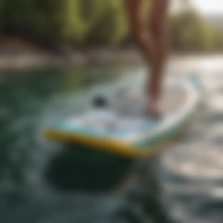 Close-up view of the innovative technology embedded in an electric paddle board.