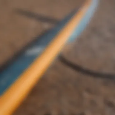 Close-up of a paddle board's material and texture