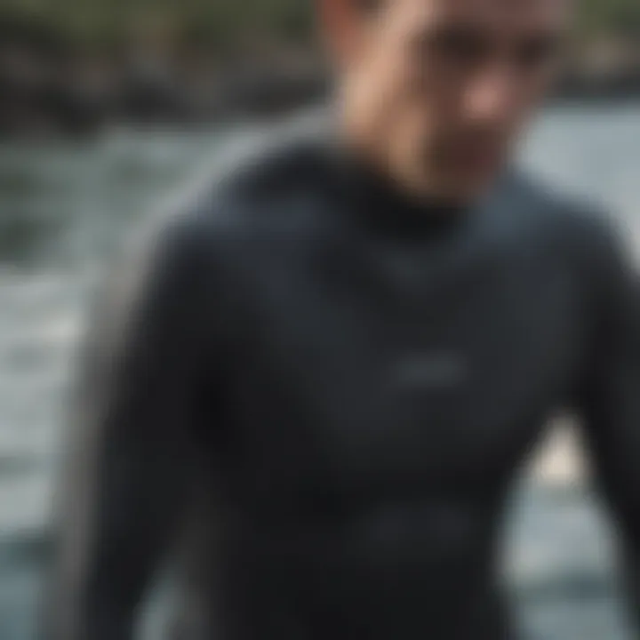 Illustration depicting the strengthening of wetsuit seams with neoprene glue