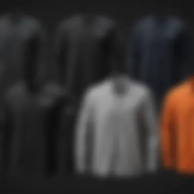 Diverse Styles of Black Long Sleeve Shirts Variety of black long sleeve shirts in different styles and designs laid out on a surface