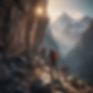 Climbers Training in a Mountain Setting Climbers training in a mountain setting