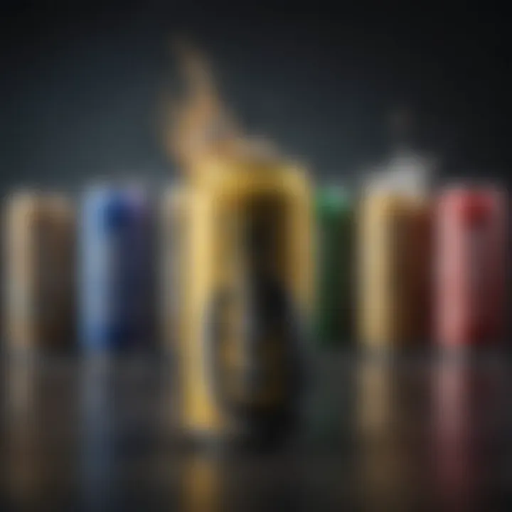 A visual representation of sugar levels in various energy drinks.