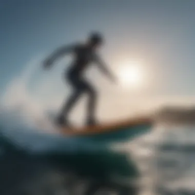 Electric water board gliding over the ocean surface