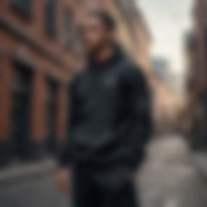 Stylish plain black Nike sweatshirt showcased in an urban setting