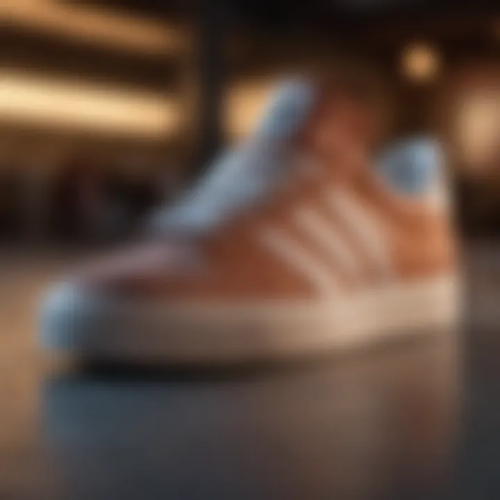 Close-up of the unique sole design of an Adidas skate shoe.