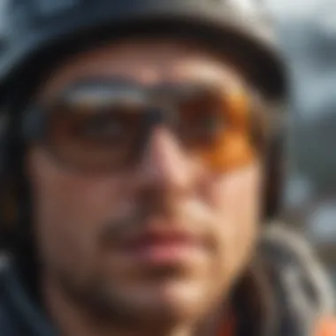 Athletes wearing round tinted glasses during extreme sports activities