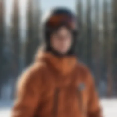 Snowboarder adjusting their Airblaster jacket during a winter ride