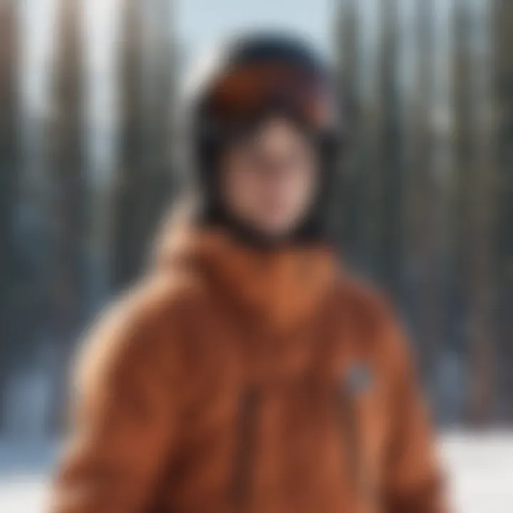 Snowboarder adjusting their Airblaster jacket during a winter ride