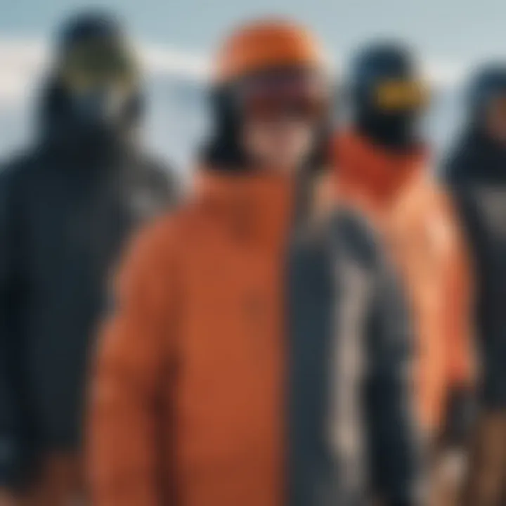 Group of snowboarders showcasing different styles of Airblaster jackets