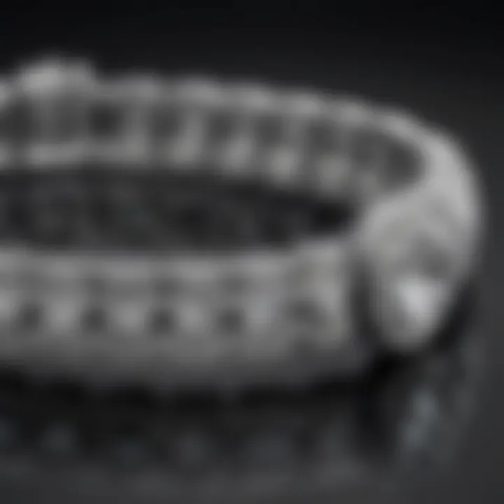 Close-up of the intricate design and craftsmanship of a diamond tennis bracelet