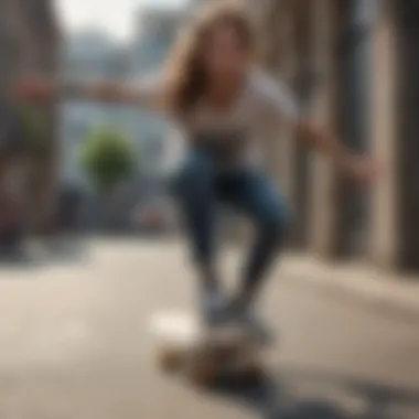 Beatrice Domond in Action Beatrice Domond performing a stunning trick on her skateboard